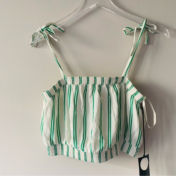 Privacy Please Schaefer crop Top in Green Stripe - Picture 5 of 7